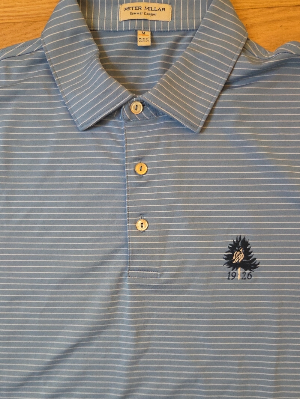 Peter Millar Rolling Green Golf Club 1926 Performance Polo Blue Stripe Men M